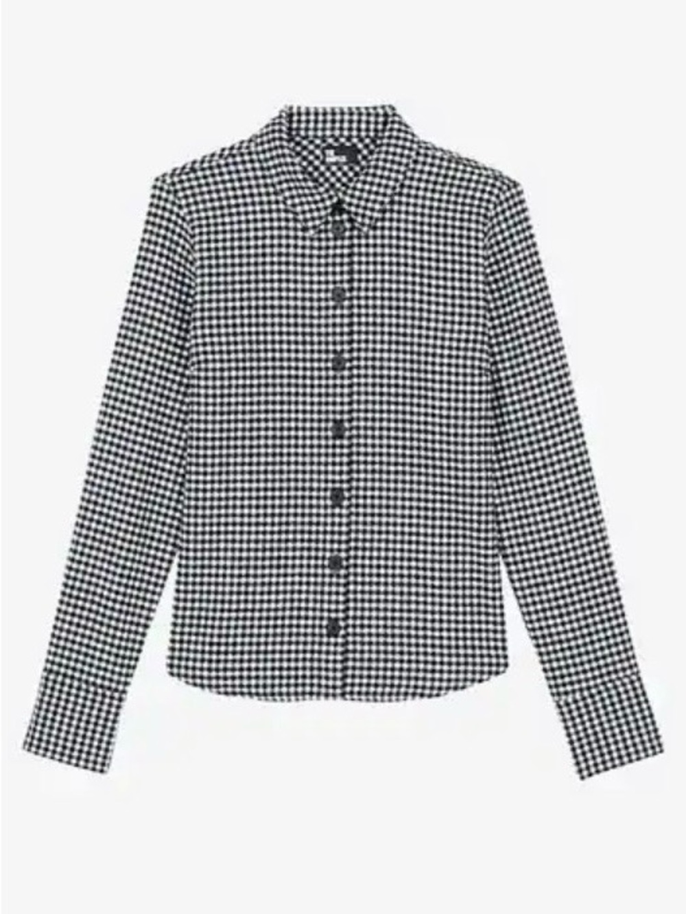 THE KOOPLES French Luxury Wool Black and White Gingham Button-Down Shirt